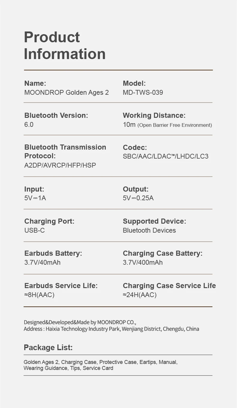 MOONDROP Golden Ages 2 TWS Kopfhörer ANC Bluetooth 6.0 LDAC VDSF Gaming-Kopfhörer mit einstellbarer Ausgangsverstärkung – Detail 24