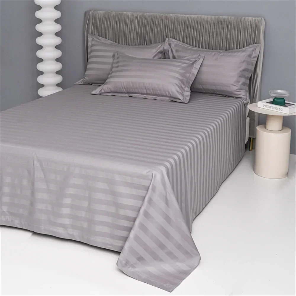 Svetanya Nordic Sliver Grey Stripes 100% Egyptian Cotton Jacquard Bedlinens Queen King Size Set Fitted Sheet Duvet Cover Bedding