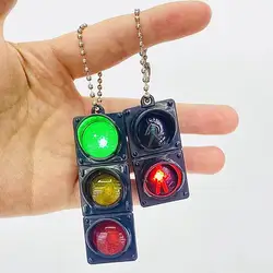 3D Traffic Light Key Chain Glowing Creative Backpack Pendant Car Key Pendant Safe Traffic Promotion Gift Key Hanging Decoration