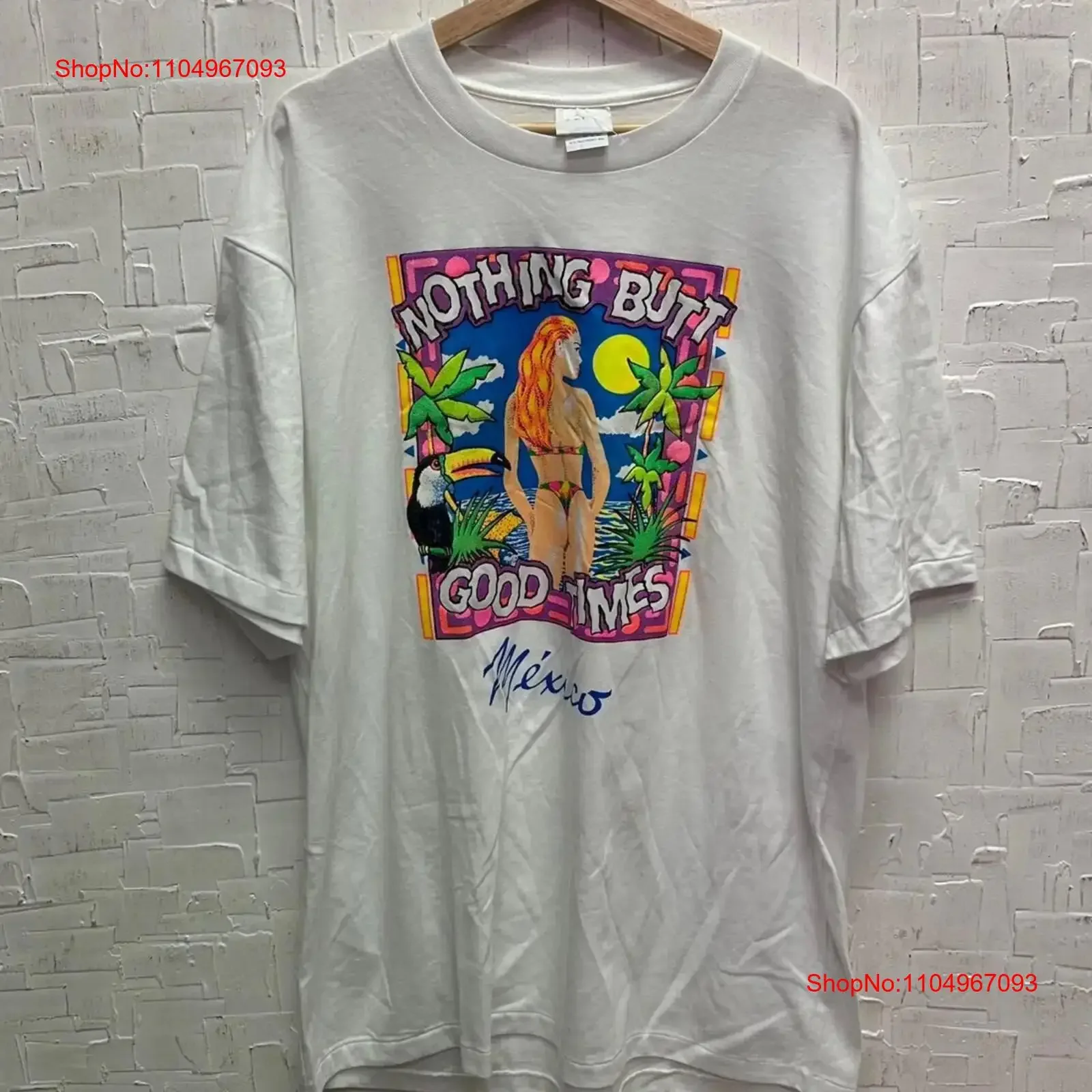 빈티지 멕시코 Nothing Butt Good News T 셔츠 사이즈 XL SKU NPW 1246 빈티지 워시 스트리트웨어 패션 그래픽 Soft Stretched