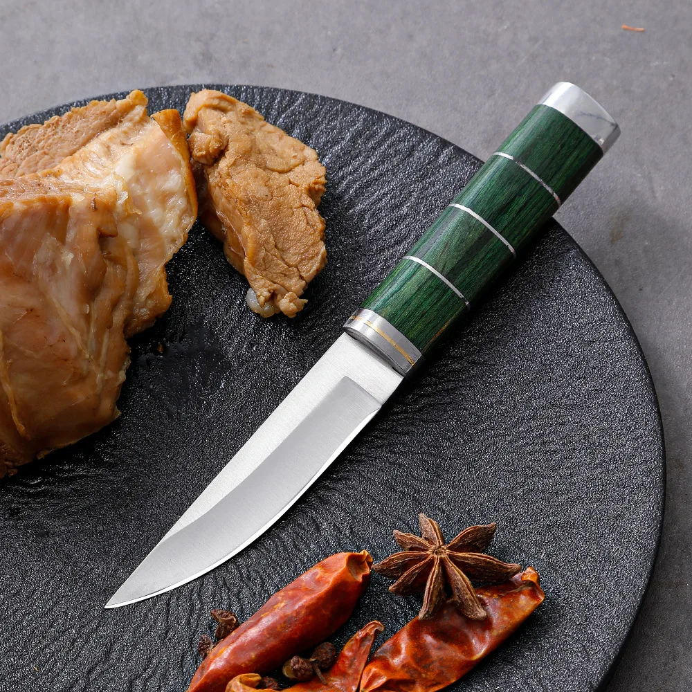 Meat Eating KnifeHandle Meat Knife Outdoor Knife Hand Steak Small Mutton Cutting Knife Potluck Cutting EDC Fixed Keychain Knife