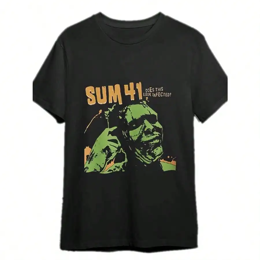 

[Men's Short Sleeve Rock Tee] Sum 41 T-Shirt - Rock Band T-Shirt - Sum41, Fun Men's Short Sleeve Print T-Shirt Collection, Black