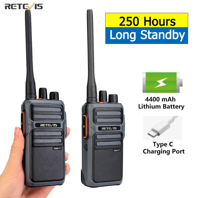 RETEVIS Walkie Talkie PMR RB617 Radiotelefon Dwukierunkowy Komunikator ht RB17 PTT Walkie-Talkies 2 szt. 4400mAh do Polowań Hotel Restauracja