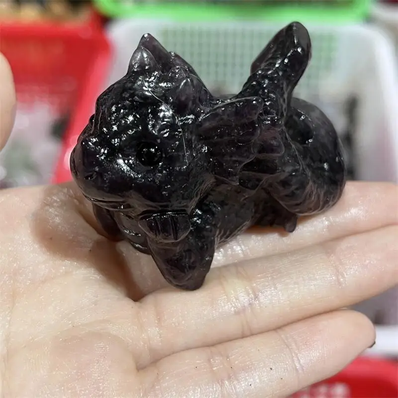 

Натуральный гранат, мультяшная резьба дракона, статуя, исцеляющая скульптура фэншуй для украшения, праздничный подарок, 1 шт.