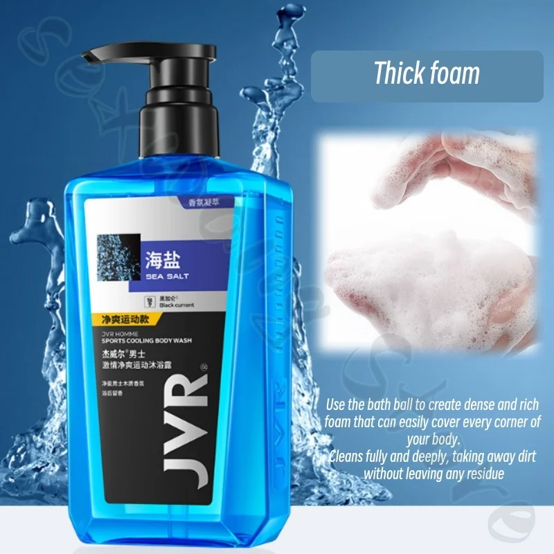 جل الاستحمام المنعش لملح البحر للرجال من JVR، عطر طويل الأمد للجسم بالكامل، رائحة مضادة للعرق، عطر فواكه رياضي #3