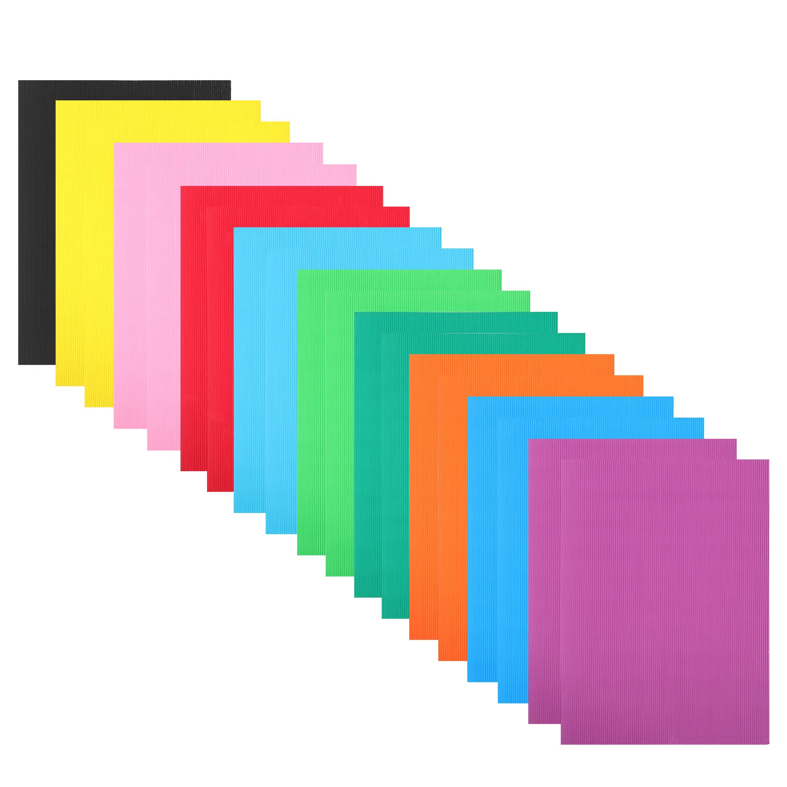 50Sheets Colorful Corrugated Paper Bright Textured Folding Craft Sheets for Creative DIY Projects Home School Art Activities