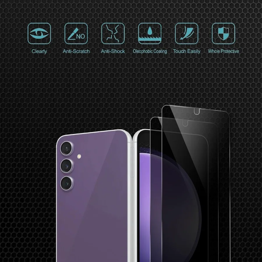 عبوتان من واقي شاشة الخصوصية لهاتف سامسونج جالاكسي S23 FE من الزجاج المقسى 9H هاردن المضاد للخدش قسط HD الوضوح سهل التركيب