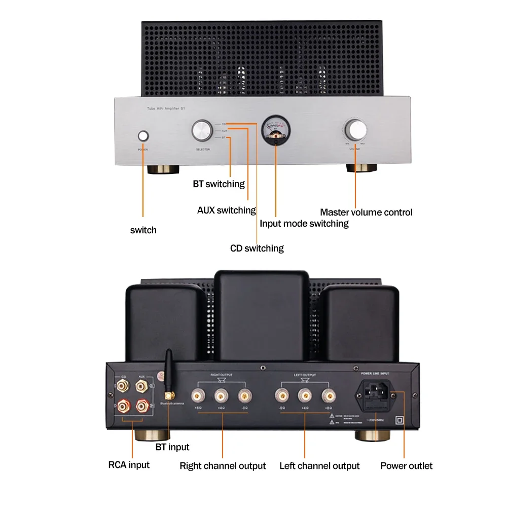 ROYANGES 6N6C 6H9C صمام مُضخّم صوت بلوتوث مكبر صوت استيريو نقي مرحبا فاي أحادي العضوية فئة أ مكبر كهربائي