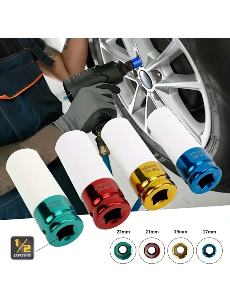 3/4 pièces 1/2 pouces protecteur de roue motrice écrou à percussion clé à douille manchon de Protection des pneus ensemble d'outils de réparation
