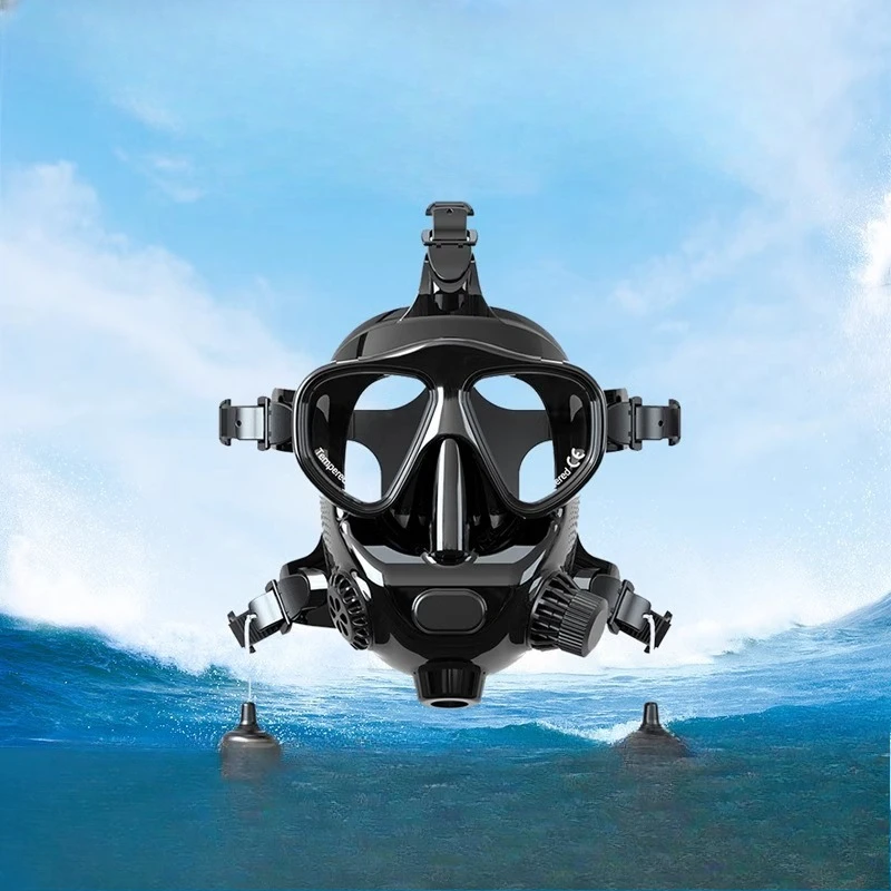 Silicone full face diving helmet M8058 mask snorkeling Sanbao mask connected underwater nose respirator