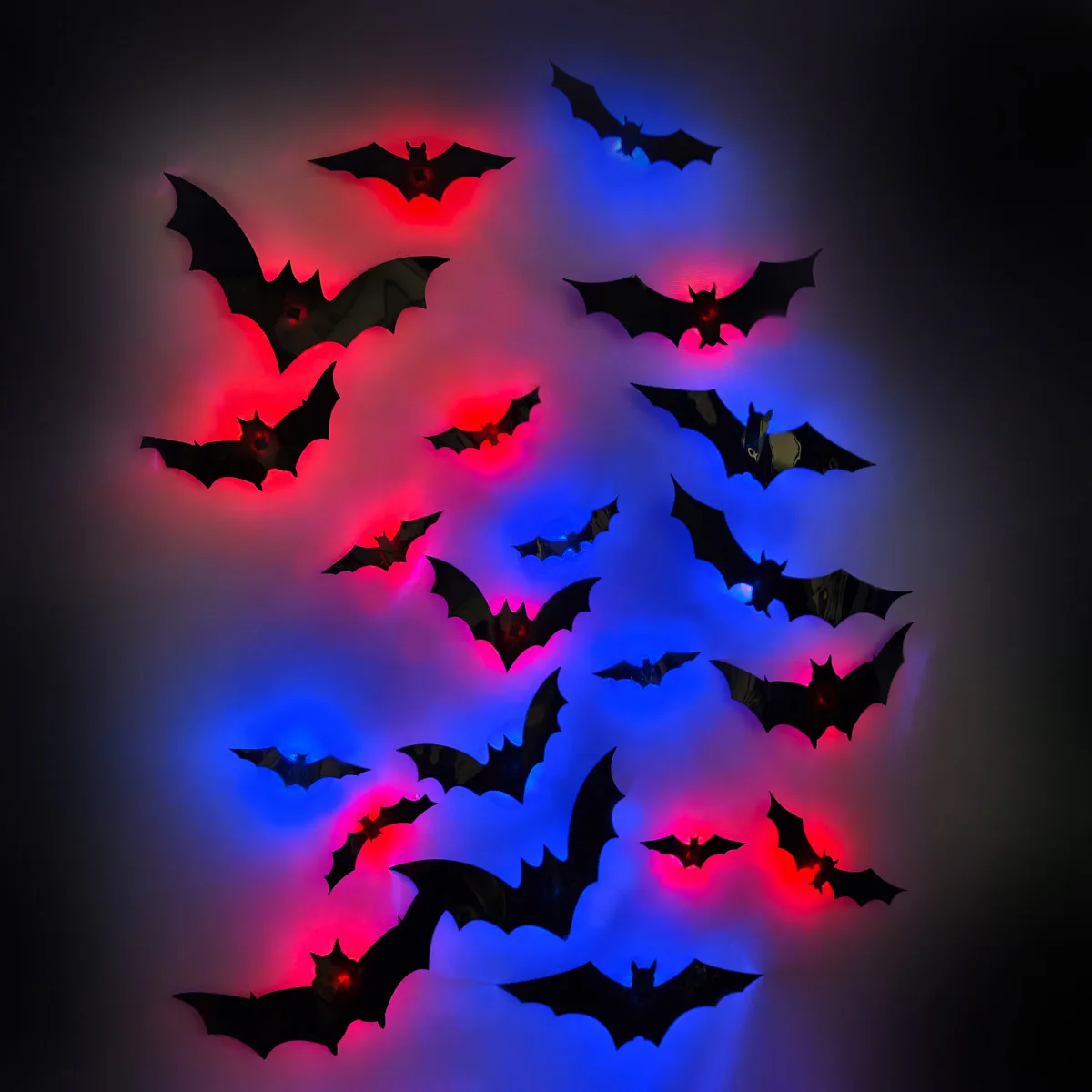 Halloween 3D LED Night Light Glowing Bats Decoration Wall Stickers For Party Garage Window Room Background Atmosphere Decor