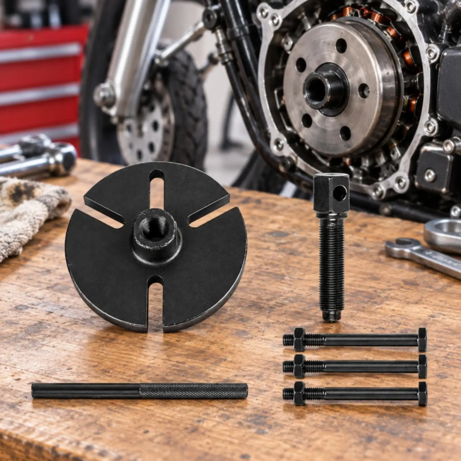 Motorcycle Flywheel Puller Extractor 24mm Center Opening Slotted Plate for Jingbao 150 Garage Use