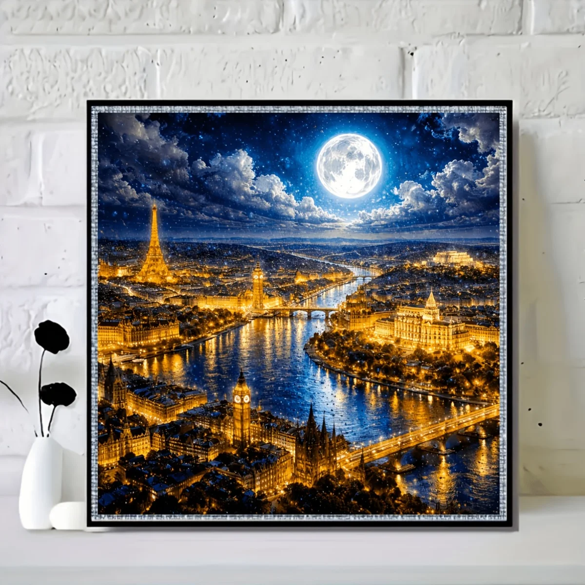 

City Full Moon Night Scene Jigsaw Puzzle 500/1024 PCS Holiday Stress Relieving Fun Games Home Decor Holiday Gifts
