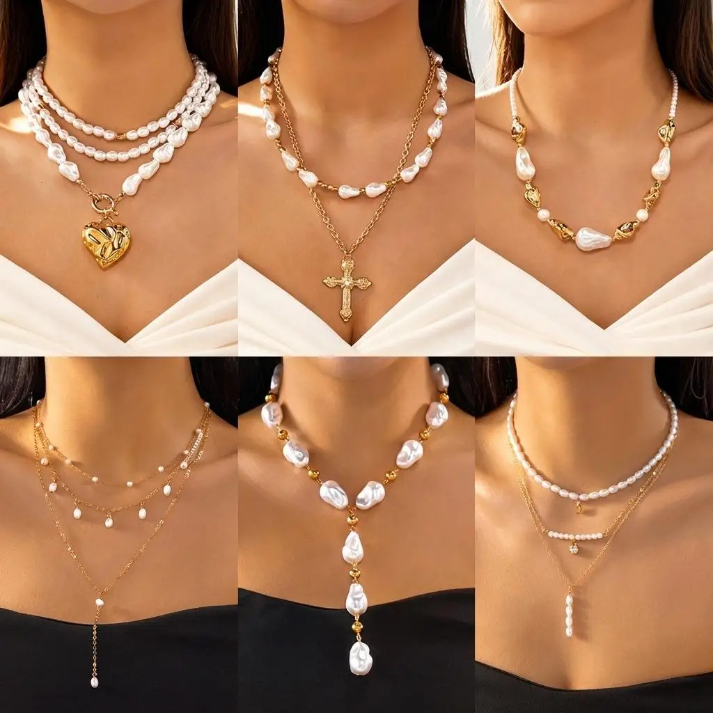 

Модное жемчужное ожерелье для женщин: винтажное, элегантное, высококачественное, трендовое украшение на ключицу