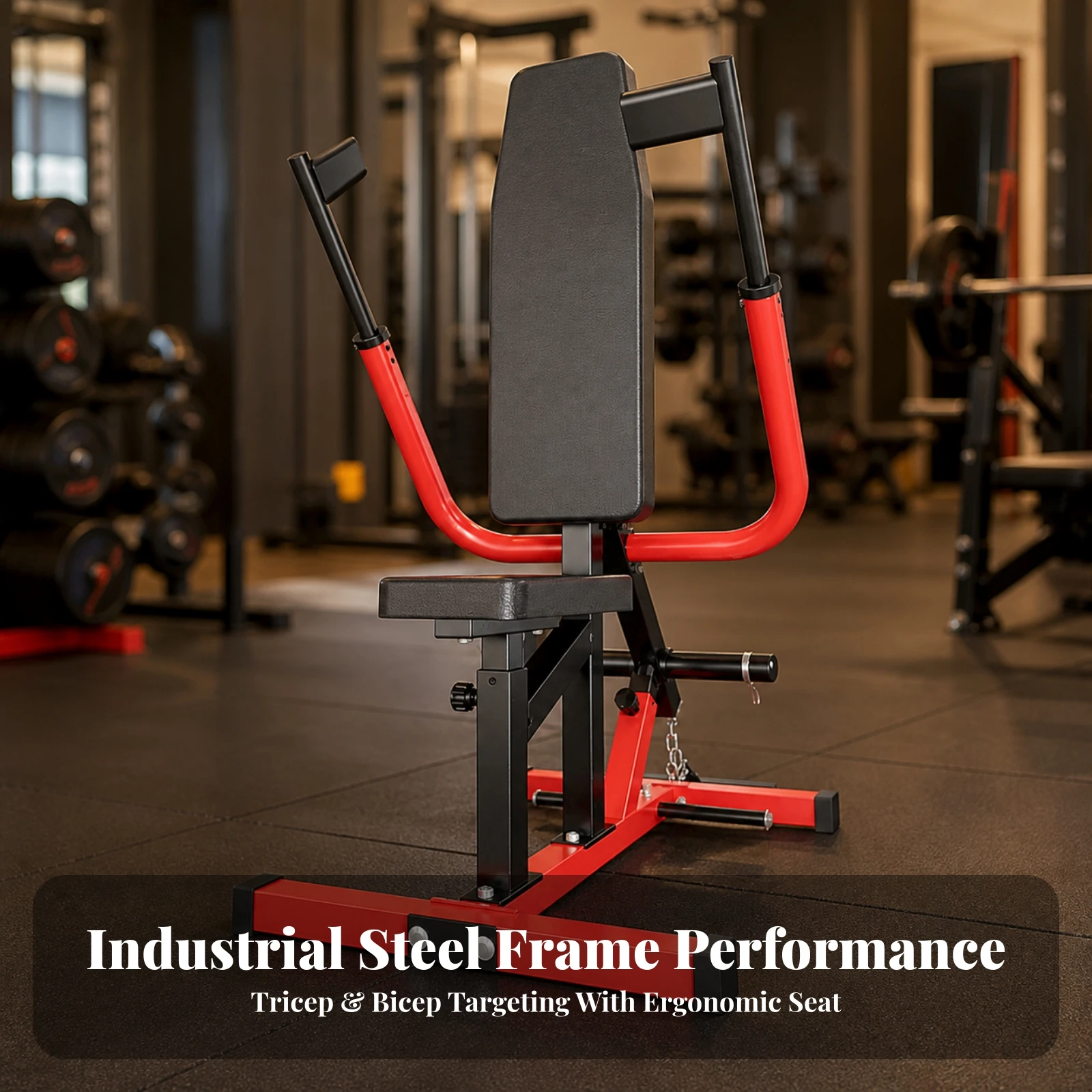 Triceps Pushdown Machine Space-Saving Biceps and Triceps Machine Seated Arm Station Plate-Loaded for Bodybuilders