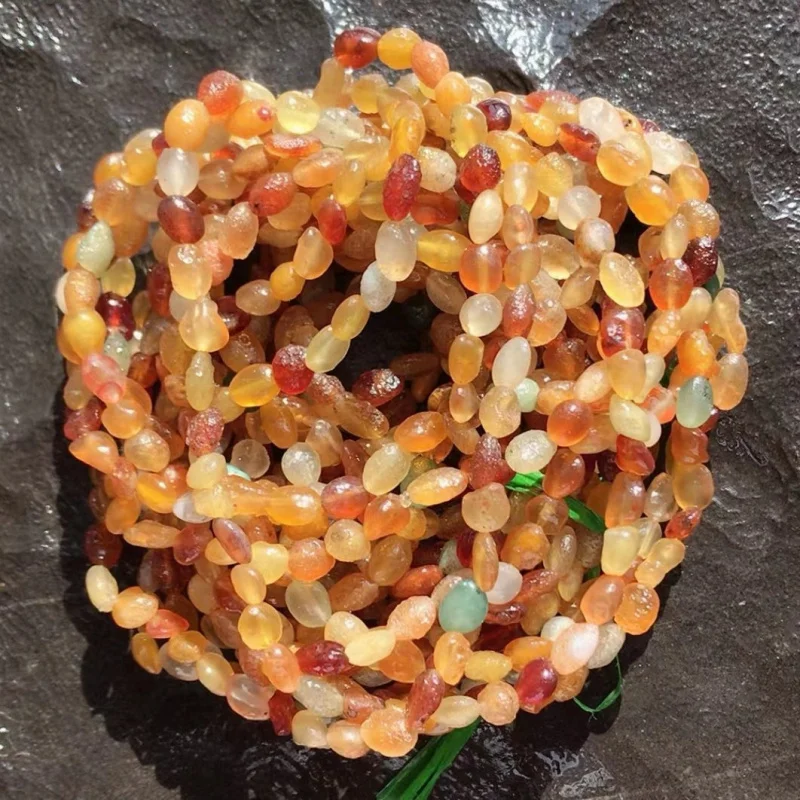 Factory Alashan Gobi Rough Stone Agate Glass Transparent Colorful Beads Three Circles Hand Wrapped - view 4