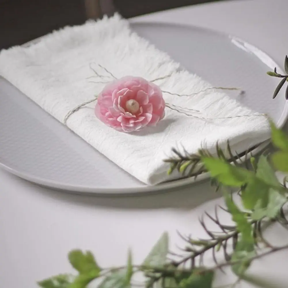 Party Supply Table Decoration Linen Napkin Solid Color Reusable Cotton Napkin Retro Soft Placemats Banquet