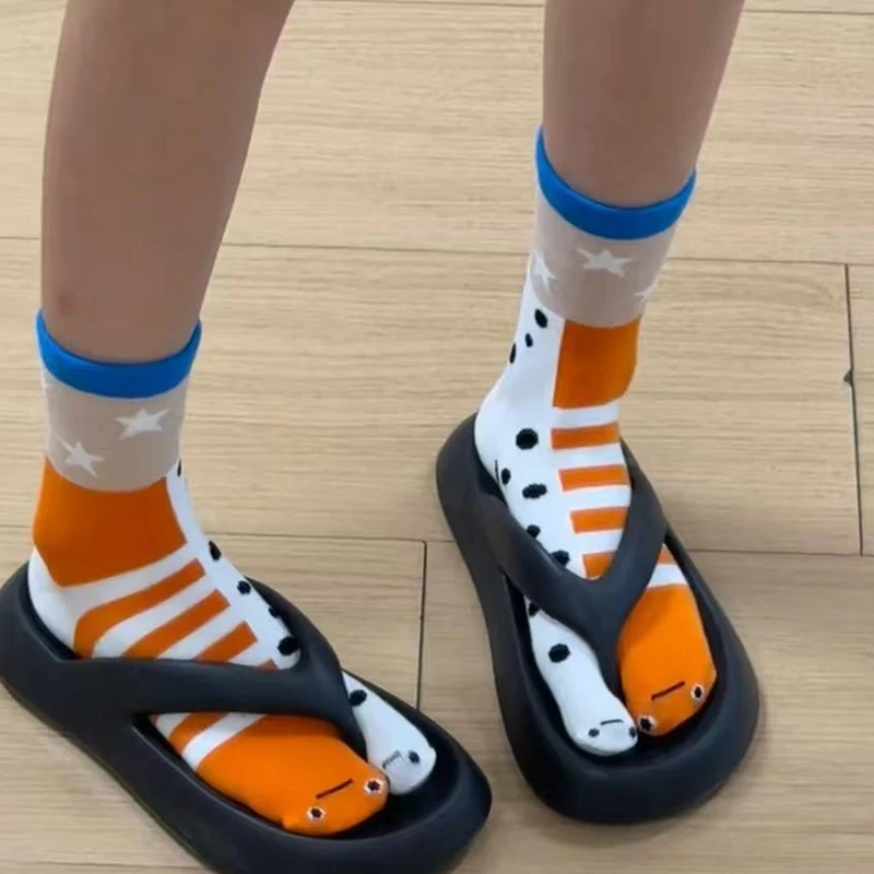 1 Pairs Funny Toe Socks Cute Cartoon Sports Socks With Separate Fingers Mid-tube Socks Ladies Couple Socks