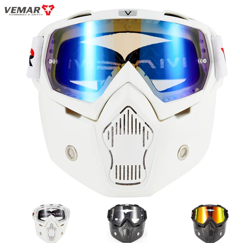 VEMAR Motorcycle Riding Mask Men Women Goggles Windproof Mask Personalized Retro Off-Road Mask Goggles