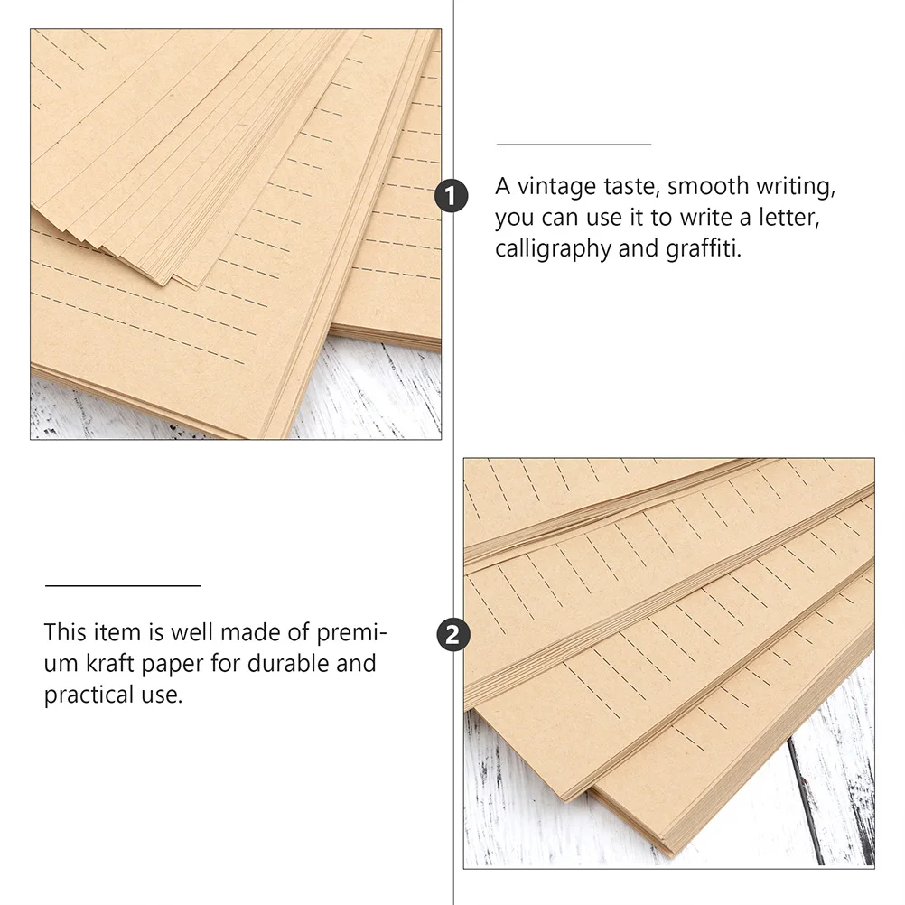

100 Sheets Vintage Stationery Retro Letter Paper Textured Brown Writing Kraft Papers