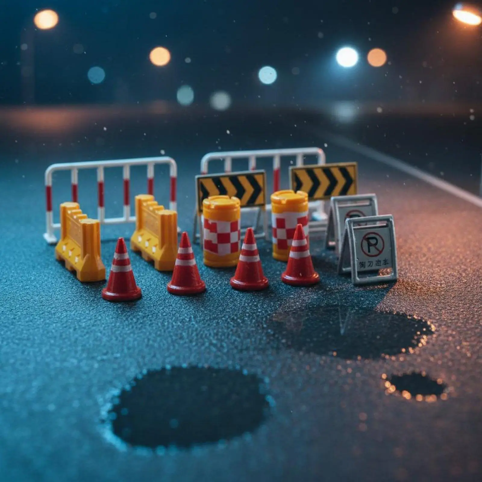 Miniature Roadblock Resin Model Kit Construction Barrier Props Diorama Accessories for Creative Micro Landscape