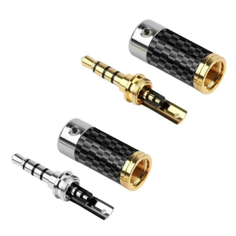 Audio Plug 3.5mm Jack For Soldering Connector 4 Pole Male DIY Earphones Cable With Mic Rhodium Gold Plated 3.5 Speaker Terminal