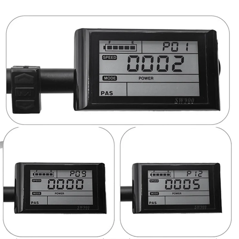 24 فولت-60 فولت SW900 6Pin عرض موصل مقاوم للمياه تعديل جزء دراجة كهربائية شاشة الكريستال السائل متر ل سكوتر كهربائي