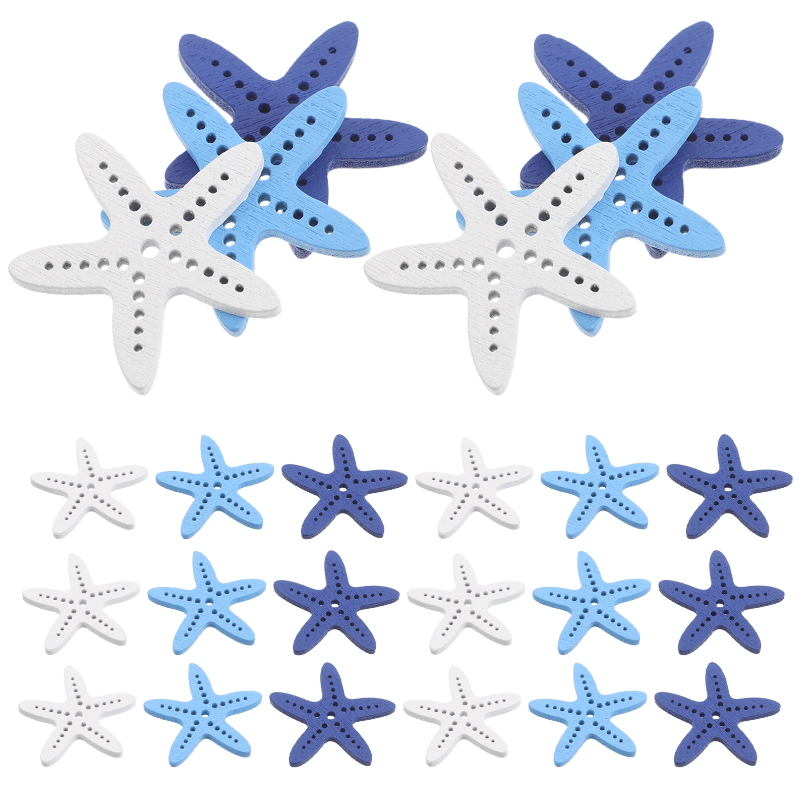 

Handmade Wood Chips Marine Style Blue Cutouts Nautical Home Decor Beach Party Summer Ornaments Sewing Accessories