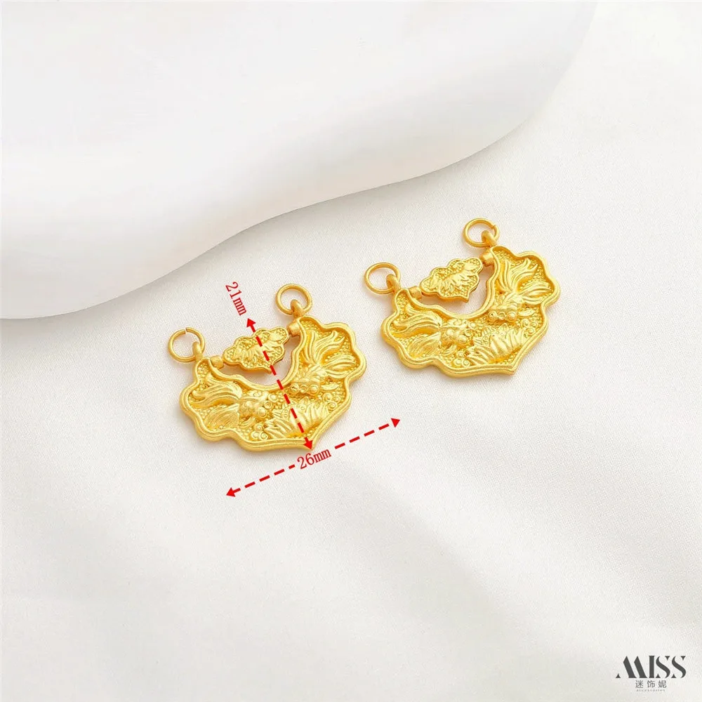 18K Matte Gold Color Hanging Bell Butterfly Back Cloud Separated Bead DIY Handmade Bracelet Necklace Bead String Accessory