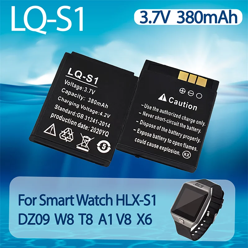 LQ-S1 3,7 В 380 мАч аккумулятор для умных часов DZ09 DJ-09 AB-S1 YX-W9B HKX-S1 SCX-M9 KSW-S6 W8 A1 V8 X6 Сменные аккумуляторы
