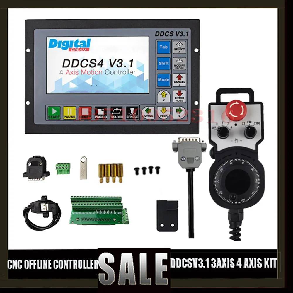 The Latest Ddcsv3.1 3/4 Axis Cnc Offline Motion Control System Usb Interface Mach3 E-stop Mpg Hand Wheel Metal Shell