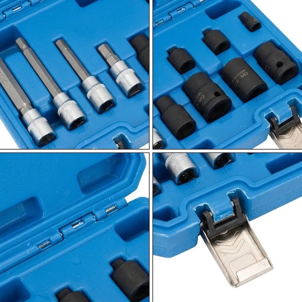 Car Brake Caliper Compression Tool 11 Piece Set for Brake Pad Replacement 45 Steel 26.7x15.5x5.6cm Works with Wrenches