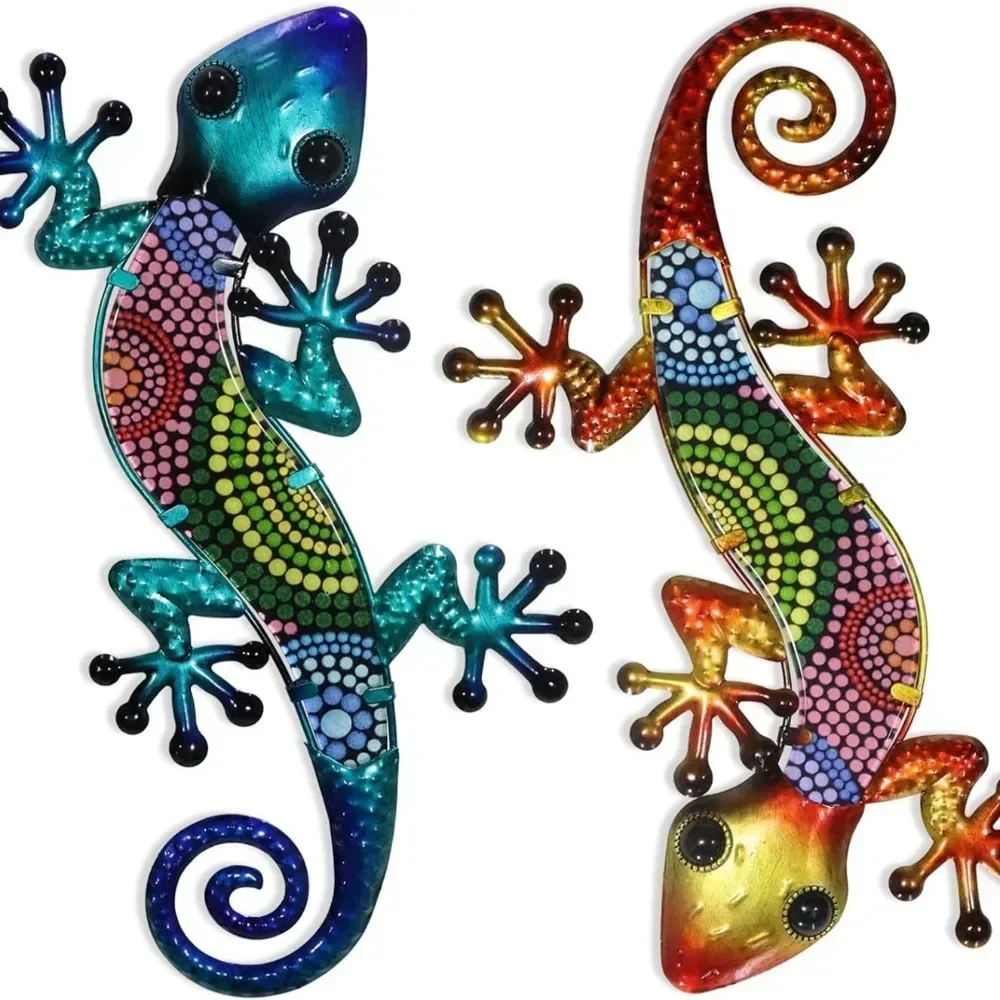 New Gecko Garden Decor Colorful Wall Art Set for Miniatures Decor Acrylic Lizard Ornaments for Indoor Outdoor Spaces for Room