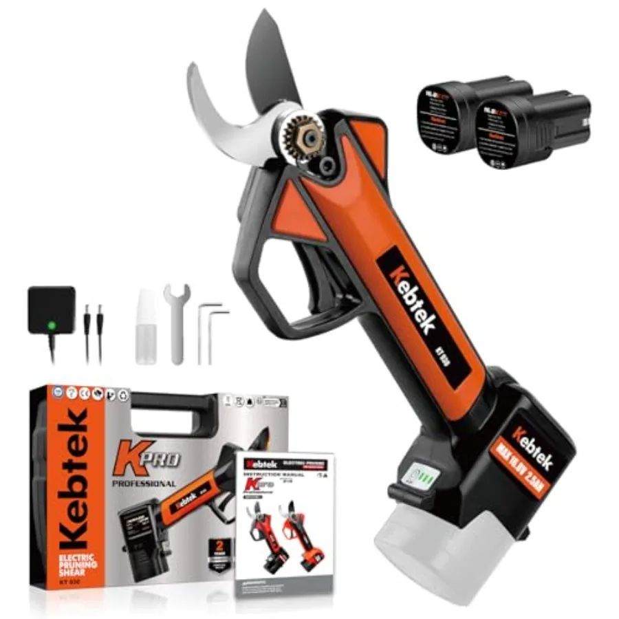 

Electric Pruning Shear Kebtek Cordless Electric Pruner Heavy Duty Electric Branch Cutter Brushless Motor with 2PCS 2500mAh 8-10