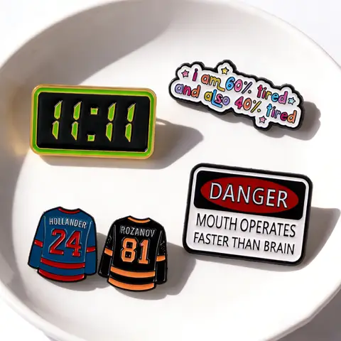 Bilashmart Warning Quotes Enamel Pin Cartoon Cat Badges on Backpack Women's Brooches Hat Lapel Pins Cosplay Accessories Toys Gifts