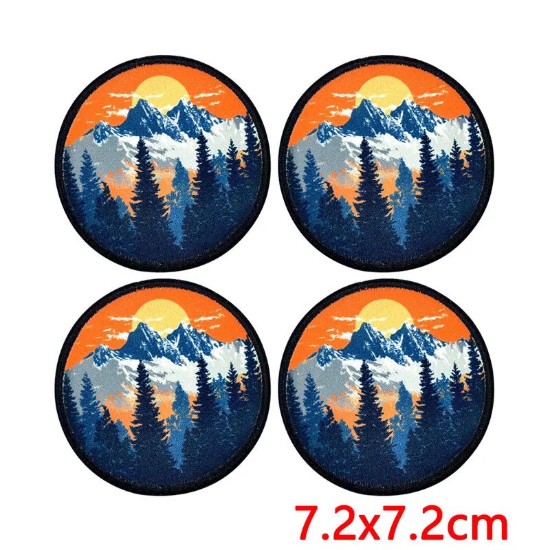 10Pcs Adventure Mountain Patch, Iron on Patches for Clothing, Brave Bear Fishing Embroidered Appliques
