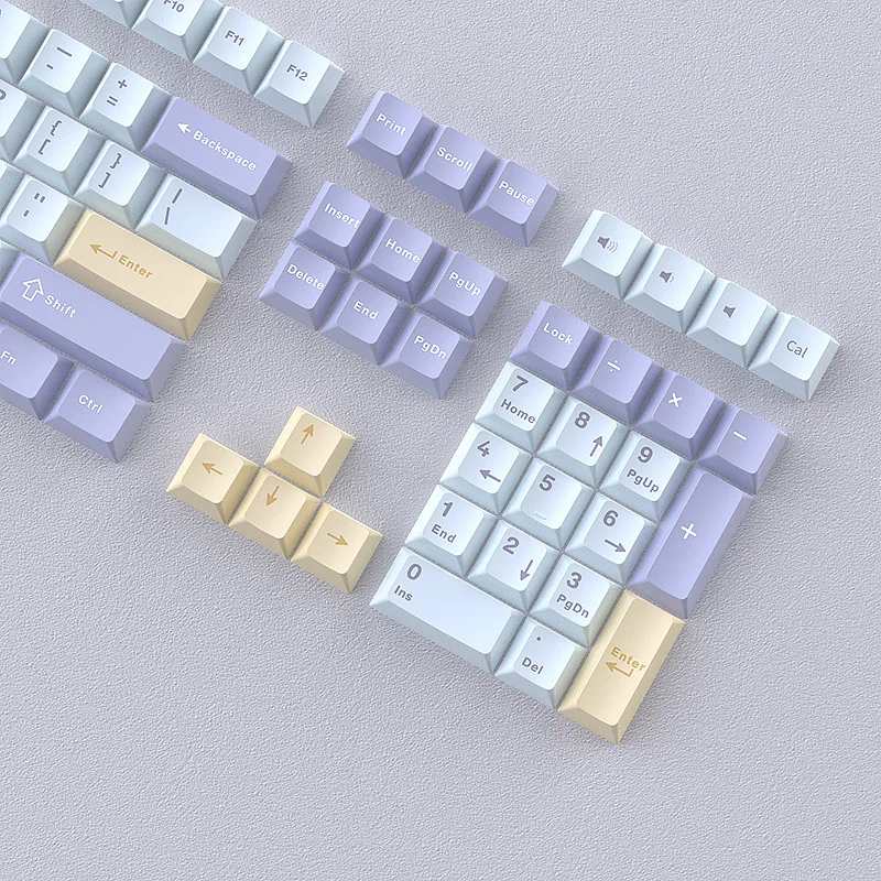 

Light blue yellow mechanical keyboard keycap Sanpin PBT small full set of customized two-color