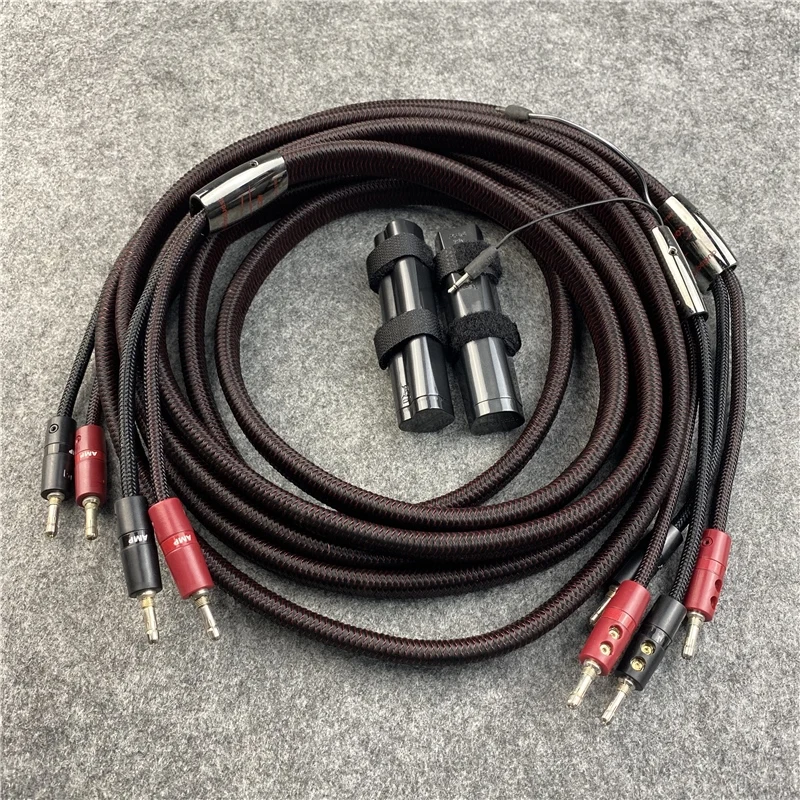 Hi-end Duplo Star Speaker Cable, Quad Speaker Cable, HiFi Audio Line, Banana e Spade Plug