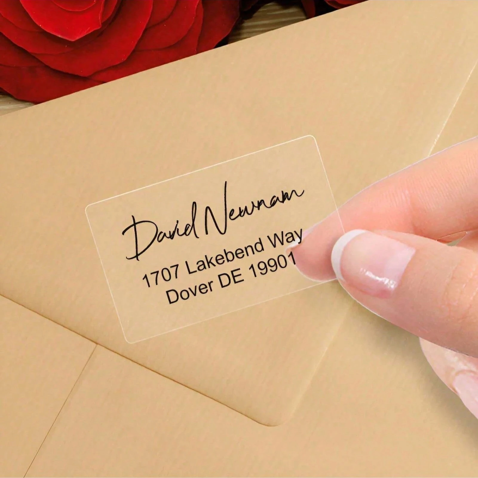 5*3CM Custom Transparent Waterproof Address Labels,Personalized Self-Adhesive Mailing Stickers For Invitation,Card,Business Mail