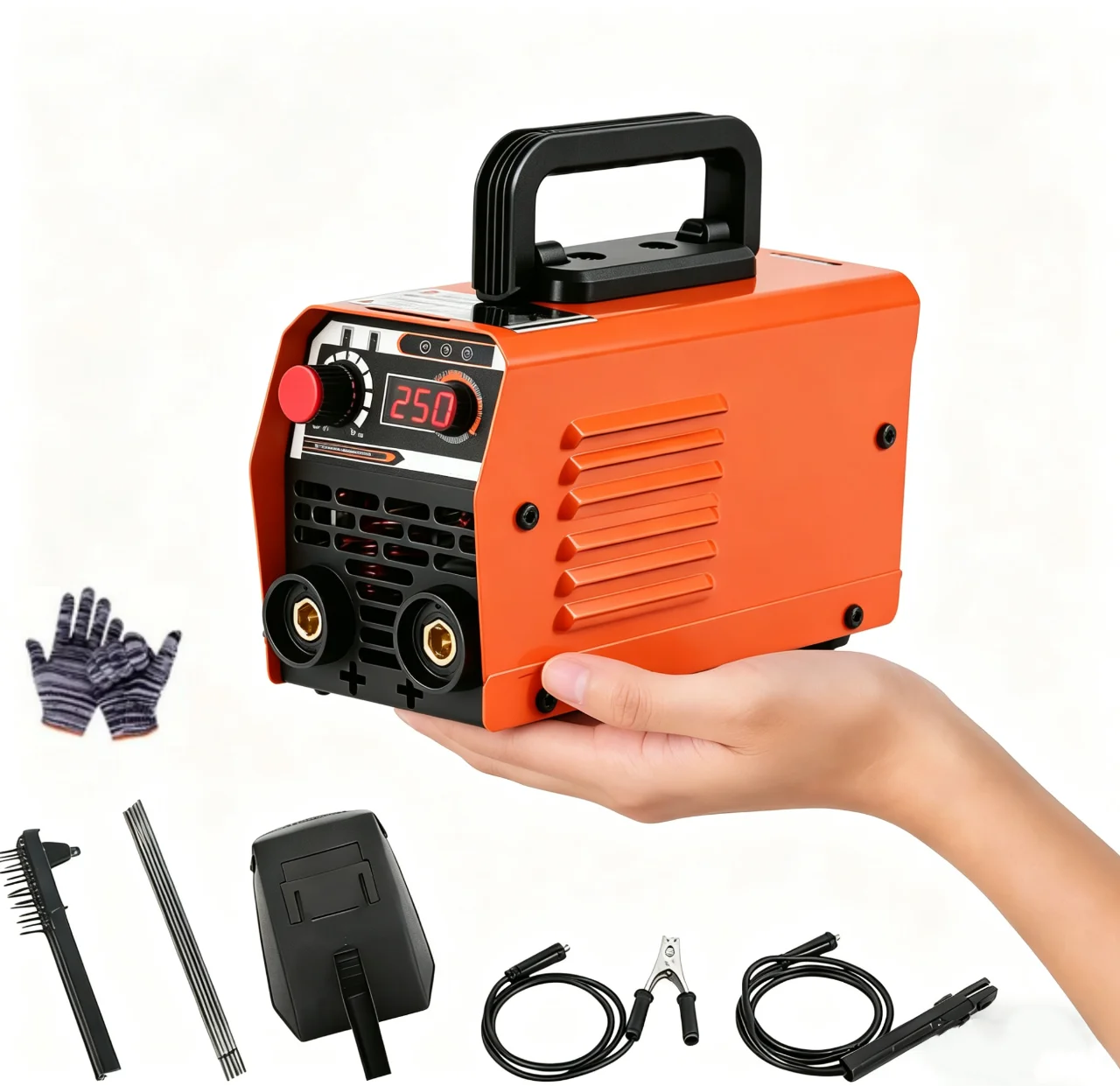 Soudeuse à arc portable ZX7 250A MMA 220V, mini machine à souder électrique avec voyant d'indication de panne, démarrage rapide de l'arc, protection contre la surchauffe pour la réparation automobile et le bricolage à domicile