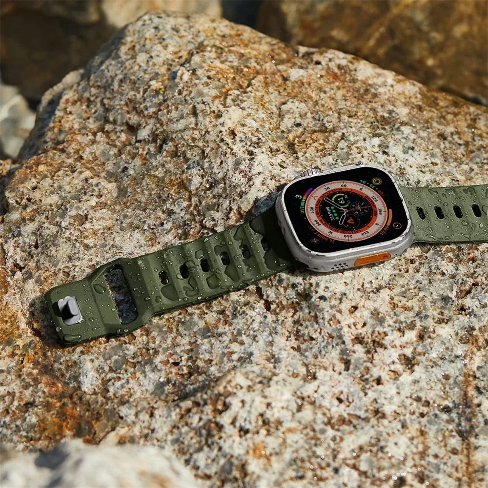 سيليكون الفرقة لساعة أبل سلسلة 10 46 مللي متر 42 مللي متر حزام 44 مللي متر 45 مللي متر 40 مللي متر 41 مللي متر الرياضة سوار iwatch 8 7 6 5 4 3 SE 9 الترا 2 49 مللي متر