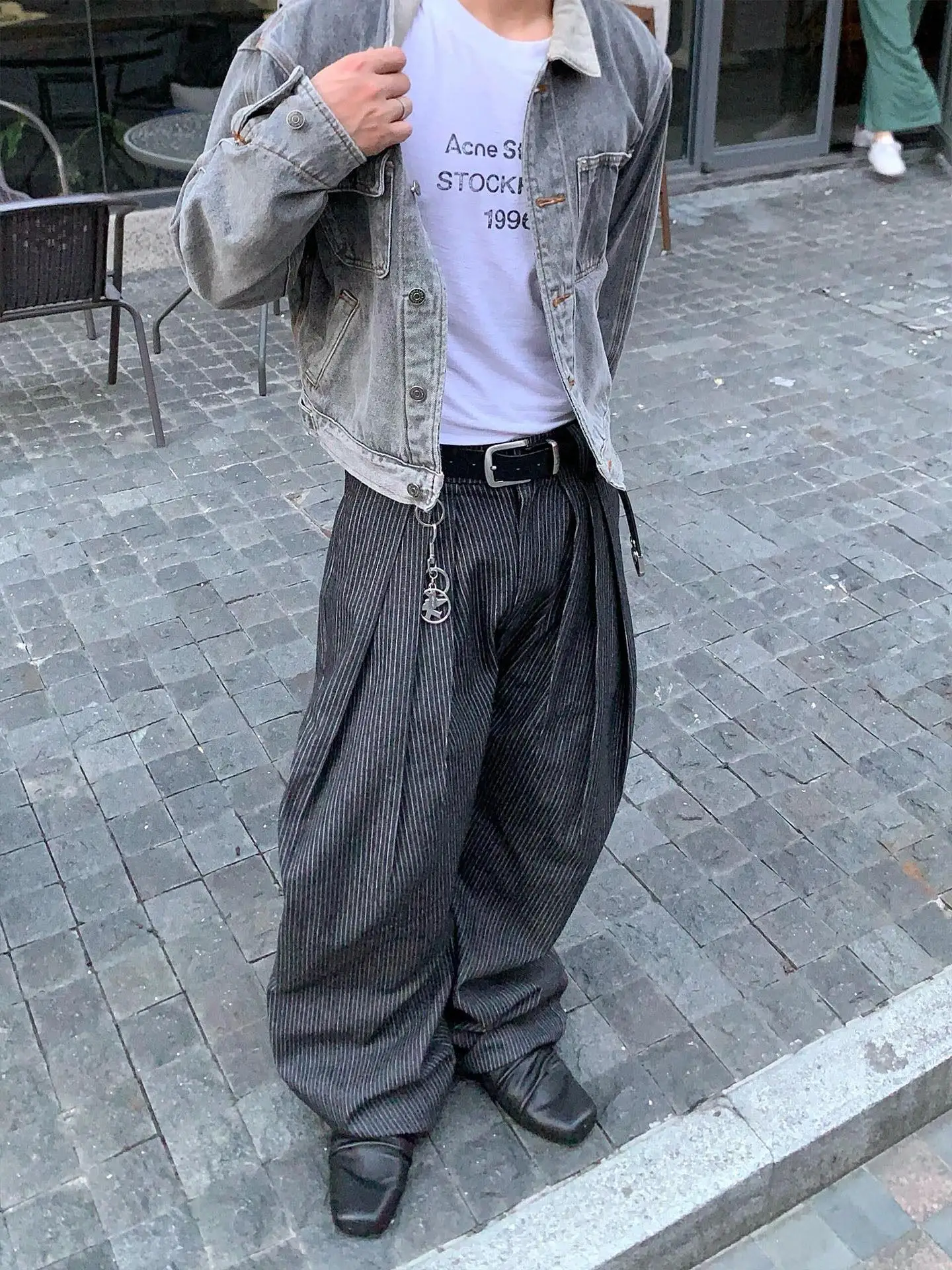 

Мужские свободные прямые повседневные широкие брюки в полоску в стиле ретро в американском стиле High Street, повседневные брюки Street Sle