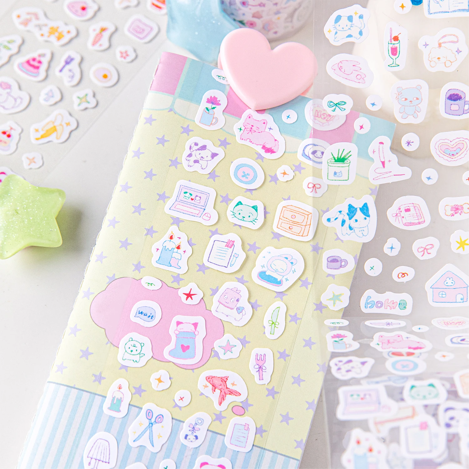 200 cm/rollo de ilustración bonita, cinta troquelada con tema de animales de gatito, cuaderno creativo, Material de Collage de taza Guka, cinta decorativa DIY