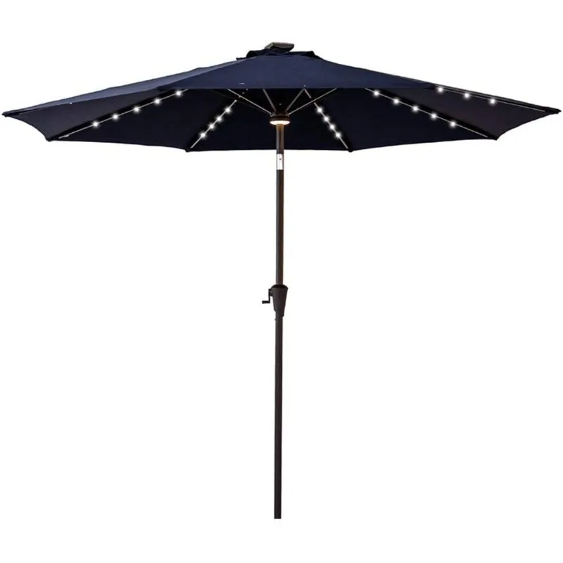 

9 ft Outdoor Patio Market Umbrella with Solar LED Lights and Tilt