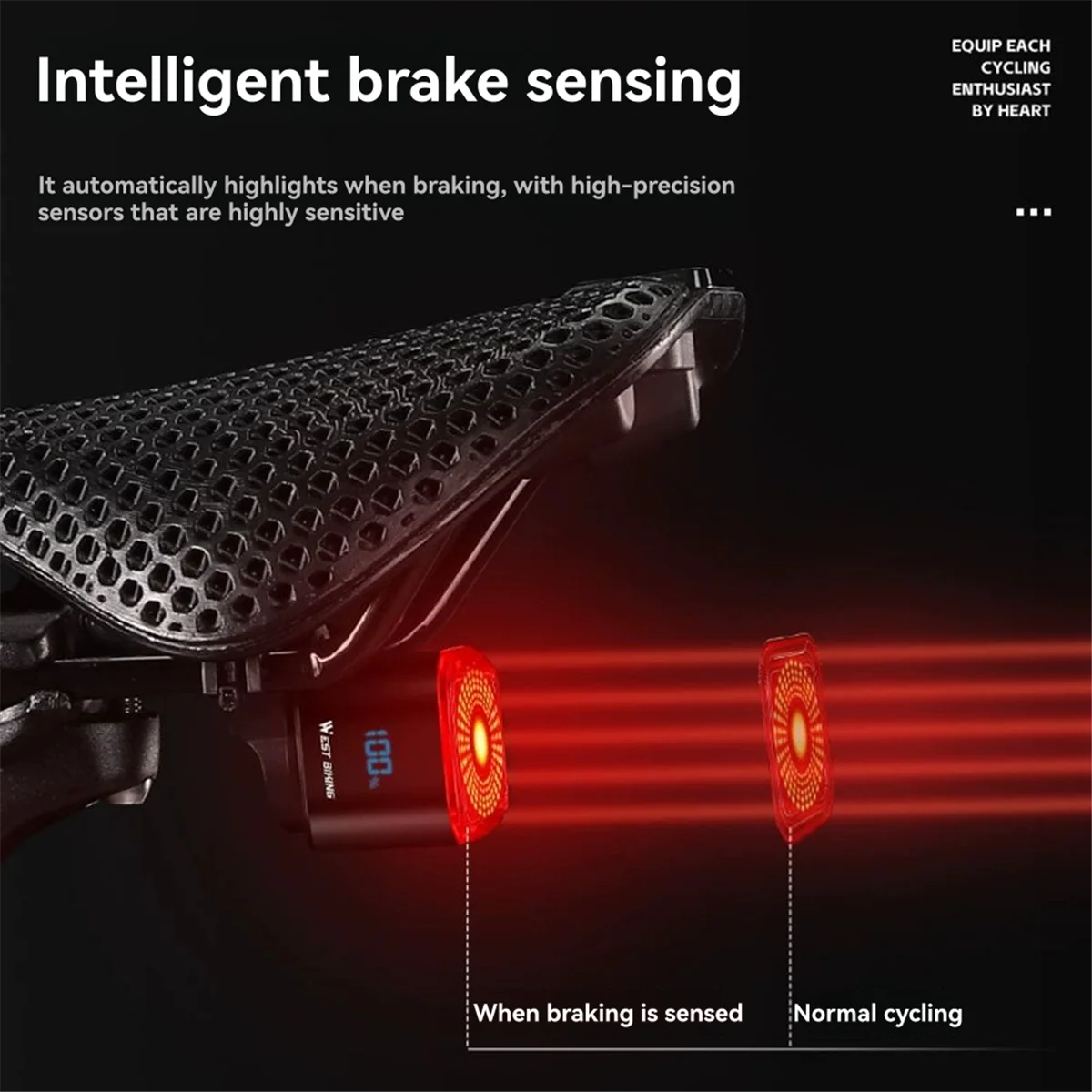 ABST  Bike Tail Light Smart Sensing Road Bike Rear Light Type-C Charging Taillight Cycling Accessory Seat Post