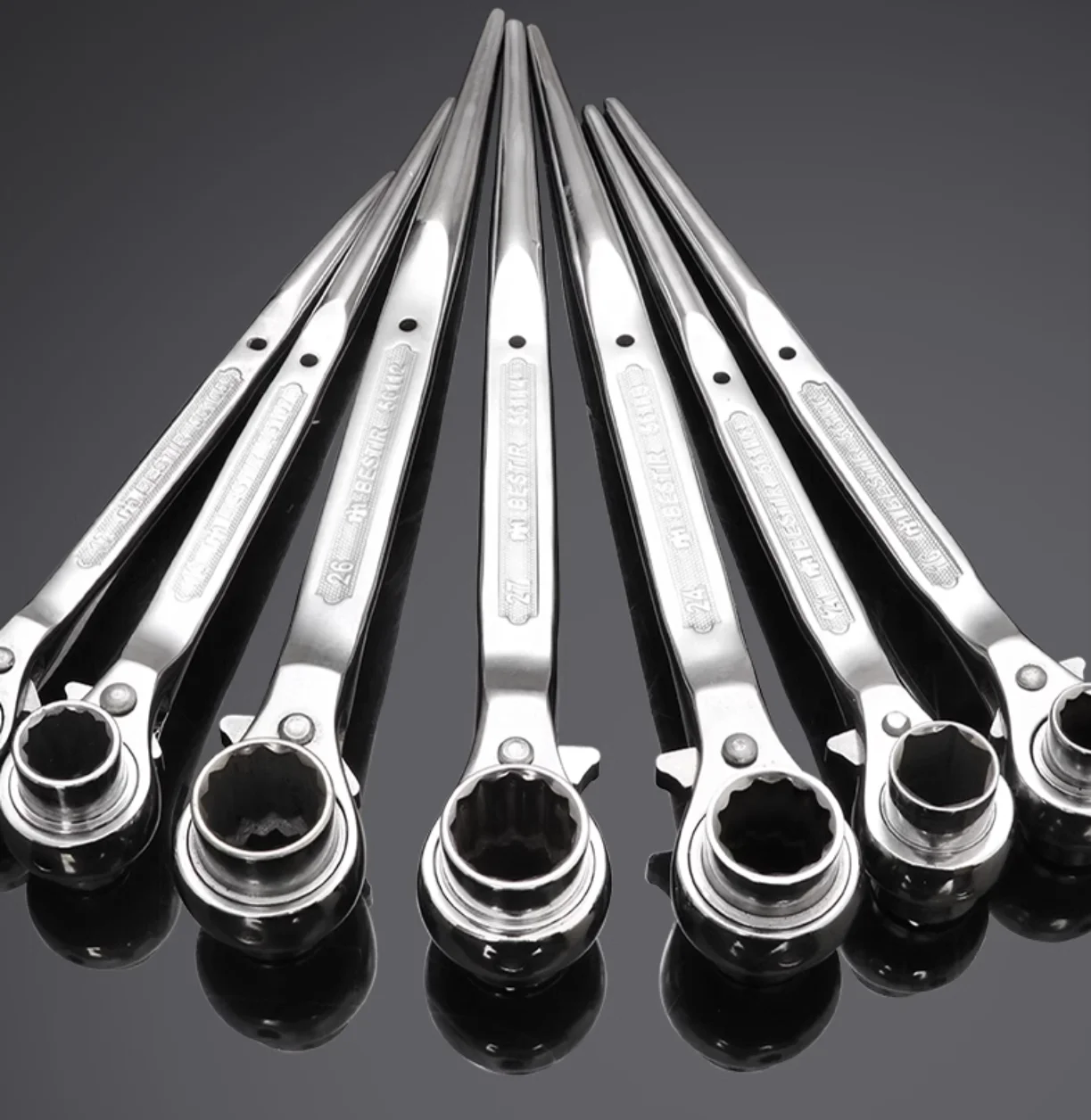 BESTIR-Werkzeug, scharfer Schwanz, Pflaumenblüte, bidirektionaler automatischer Ratschenschlüssel, müheloser und schneller Schraubenschlüsselhalter, Chrom-Vanadium – Detail 1