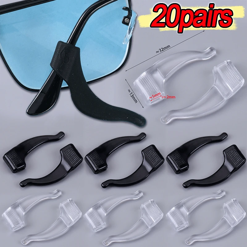 1-20pairs Invisible Silicone Anti-slip Glasses Legs Women Men Clear Ear Hooks Frame Sleeve Fasteners Anti-fall Eyewear Holders