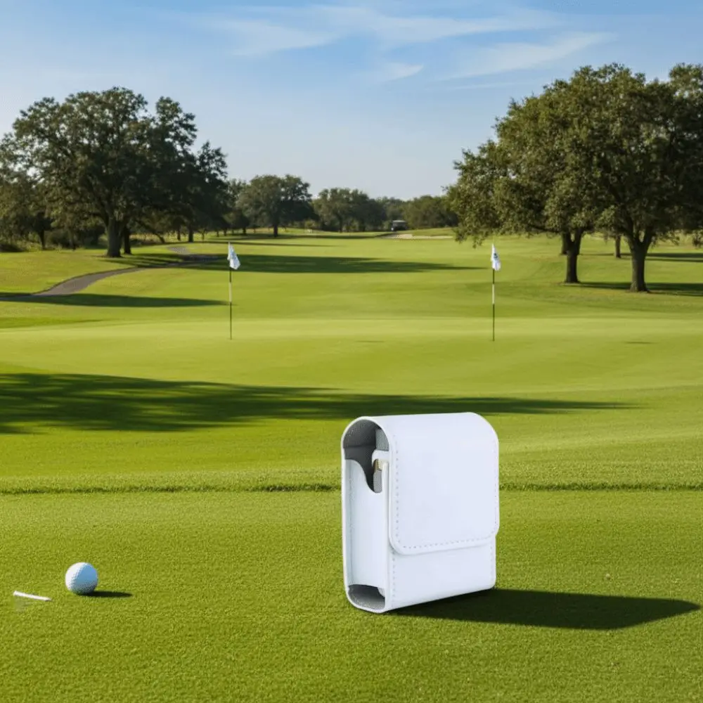 PU Leather Golf Rangefinder Case Magnet Closure With Buckle Golf Range Finder Bag Storage Bag White Rangefinder Carrying Case