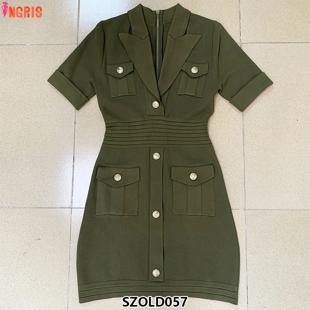

French elegant fashion knitted dress 2025 summer new elastic slim fit women's clothing-SZOLD057