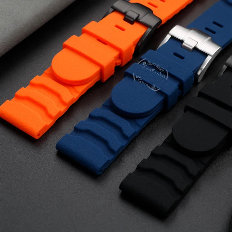 24mm Men Black Orange Rubber Watch Band for Luminox Silicone Strap 3749/3141 Watch Strap for Casio PRG-600/650Y 5571 PRW-6600